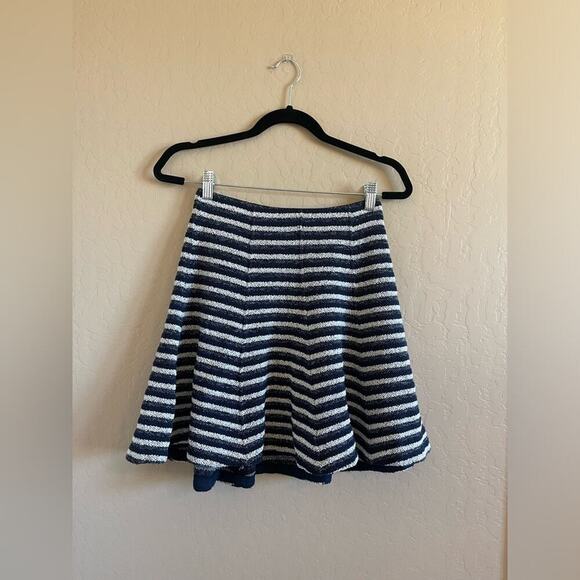 Theory Lyerly Navy Stripe Flared Knit Skirt - Picture 2 of 7